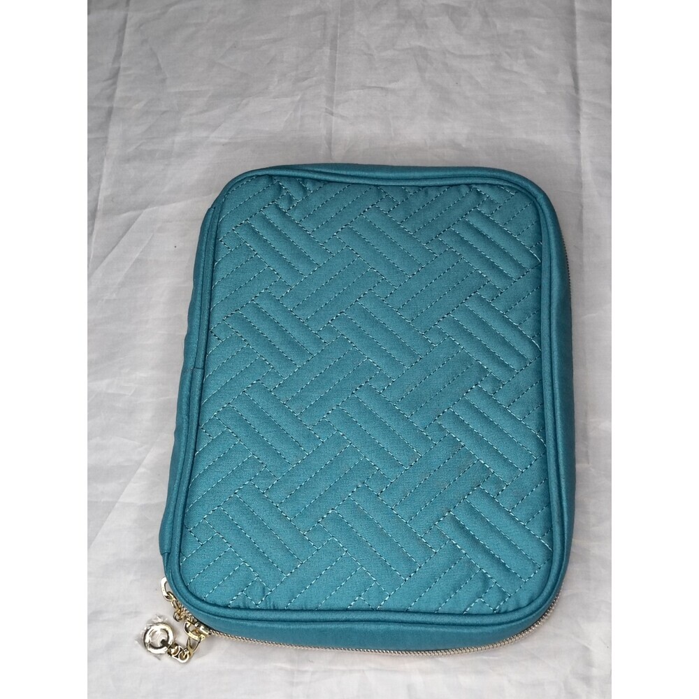 Teamoy Teal Quilted Basketweave Exterior Watch Band Storage Case - Picture 7 of 8